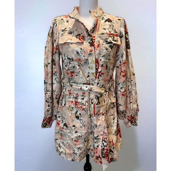 Anthropologie Dresses & Skirts - Anthropologie Mare Mare Shirt Dress Pink Floral Womens S Jacket Belt Cottagecore